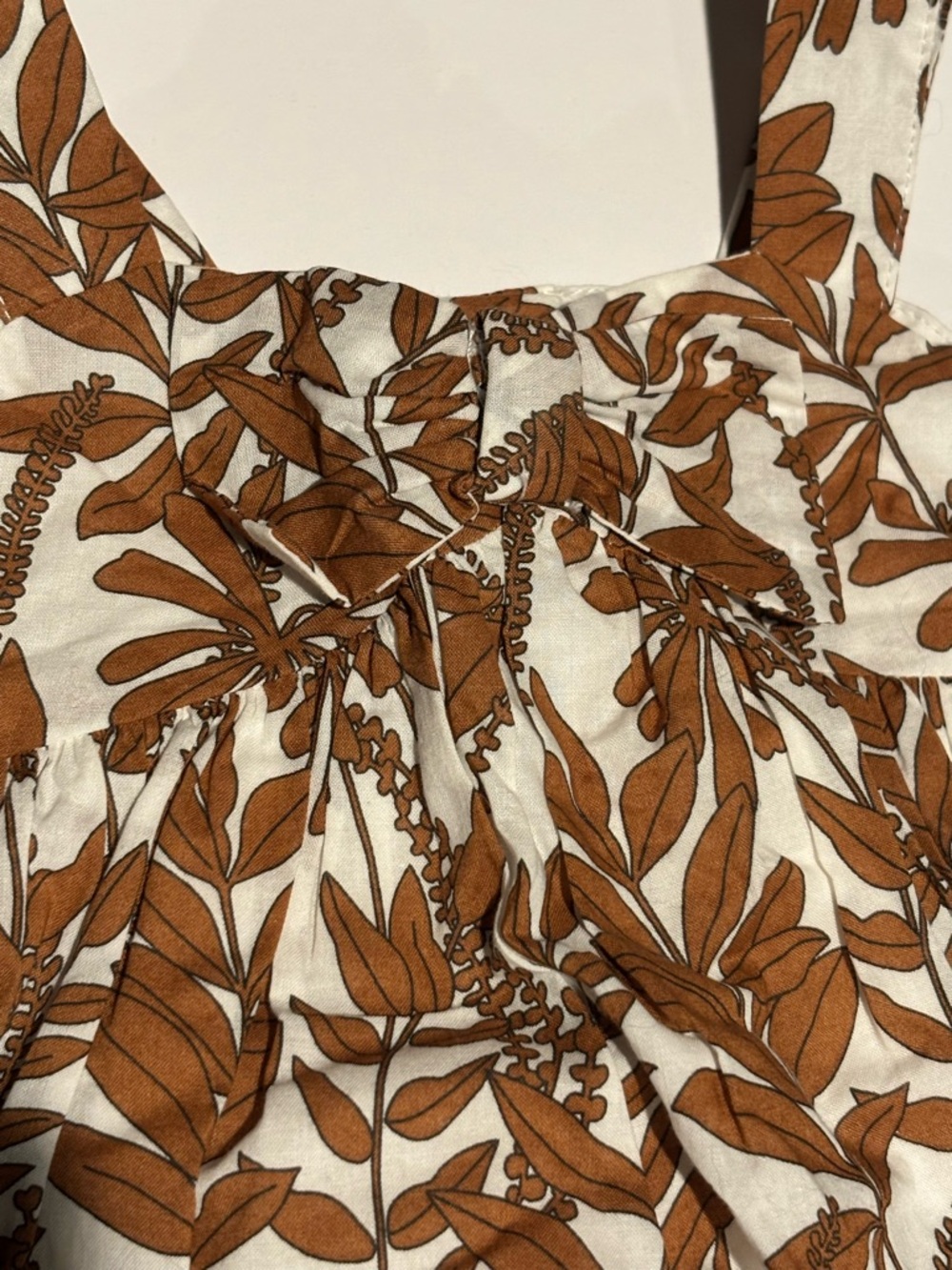 Janie and Jack Brown Infant Leaf-Print Strap Sundress on Cream - Picture 4 of 6